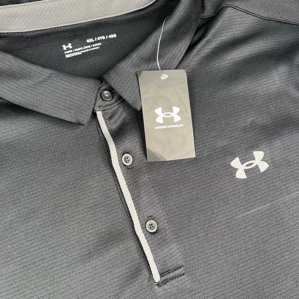 Under Armour Tech Polo Shirt Men 4XL Black Golf Performance Office Loose Fit New